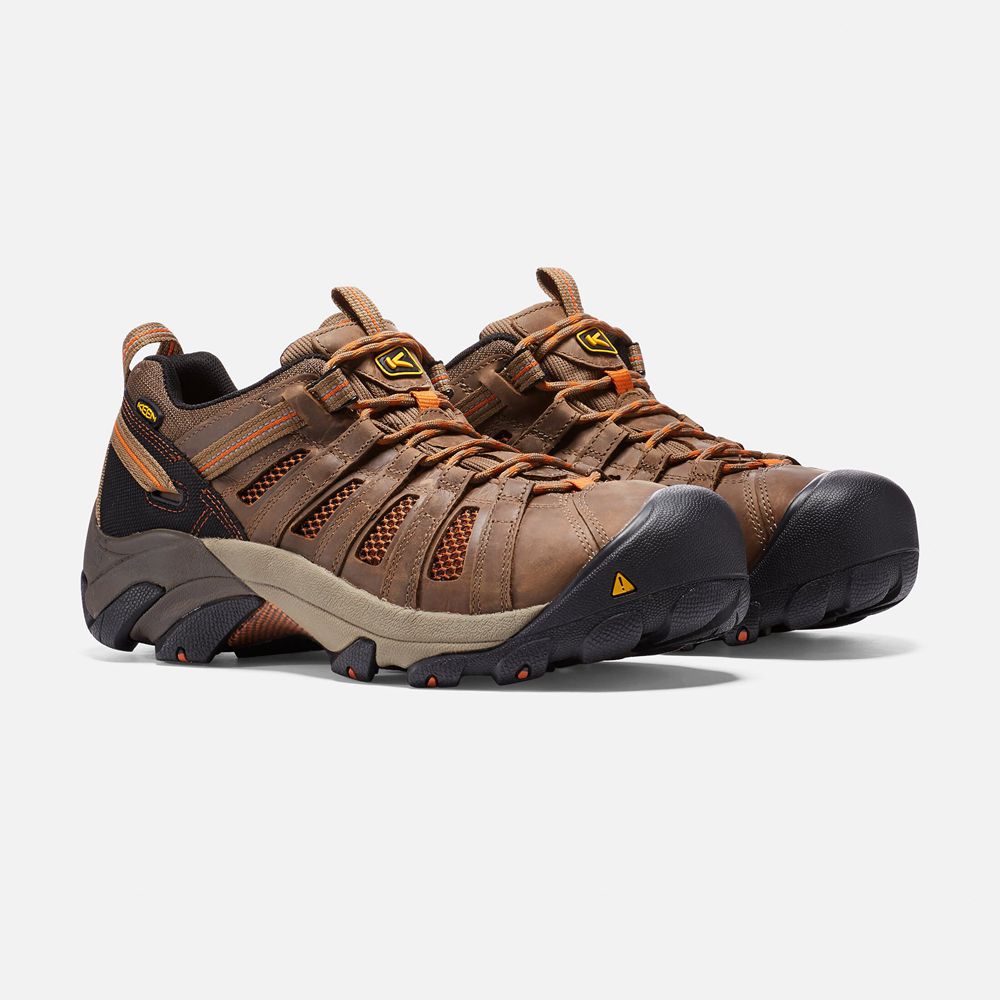 Chaussures de Travail Keen Homme Marron/Noir | Flint Basse (Steel Toe) | IRZDM-4637